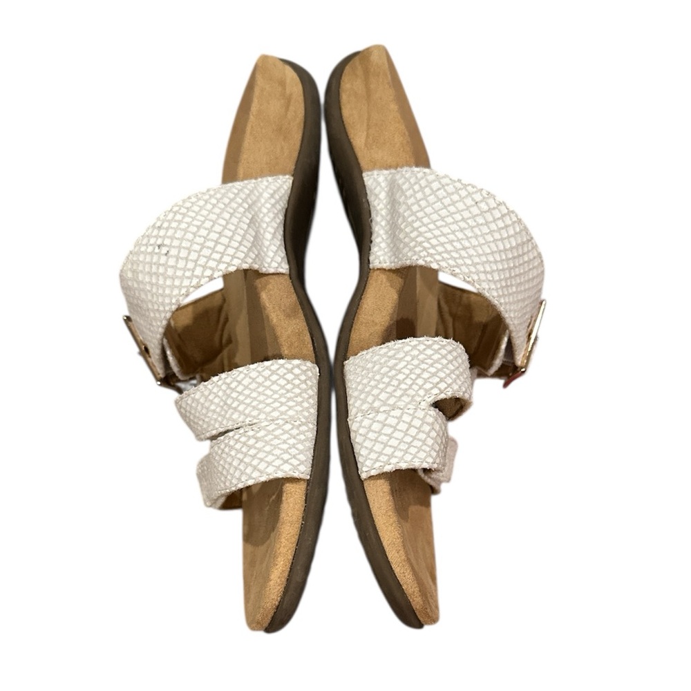 Vionic White Skylar Snakeskin Python Slide Goldto… - image 3